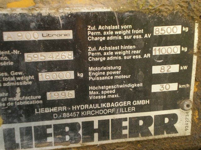 LIEBHERR A900LI - Колесен багер: снимка 2 LIEBHERR A900LI - Колесен багер: снимка 2