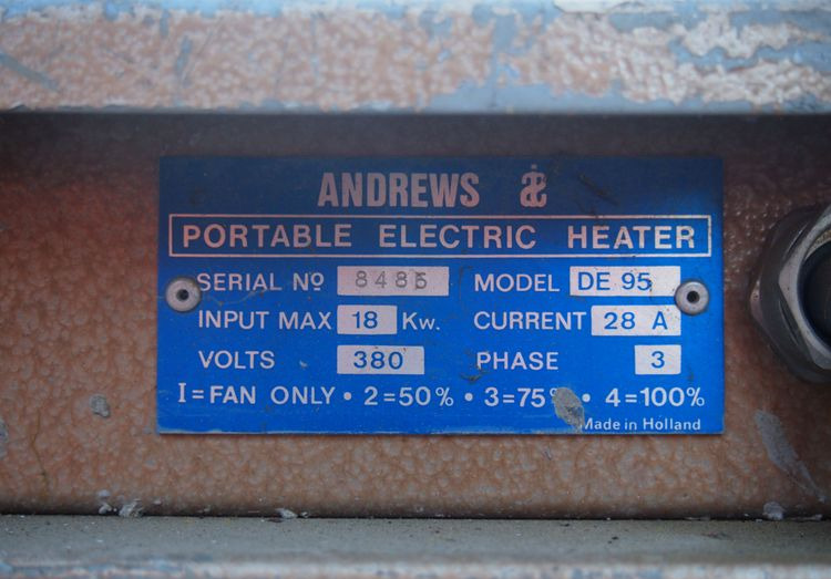 Nagrzewnica Mp DE95 2010 Nagrzewnica elektryczna 18KW ANDREWS DE95 - Топлинна пушка: снимка 2 Nagrzewnica Mp DE95 2010 Nagrzewnica elektryczna 18KW ANDREWS DE95 - Топлинна пушка: снимка 2