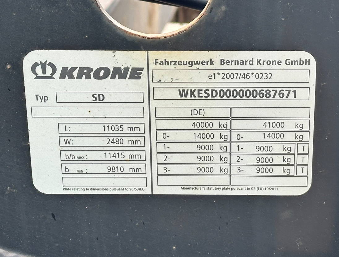 Контейнеровоз/ Сменна каросерия полуремарке Krone SD Back Slider Lift Axle Carrier Genset 4063 Hours: снимка 23