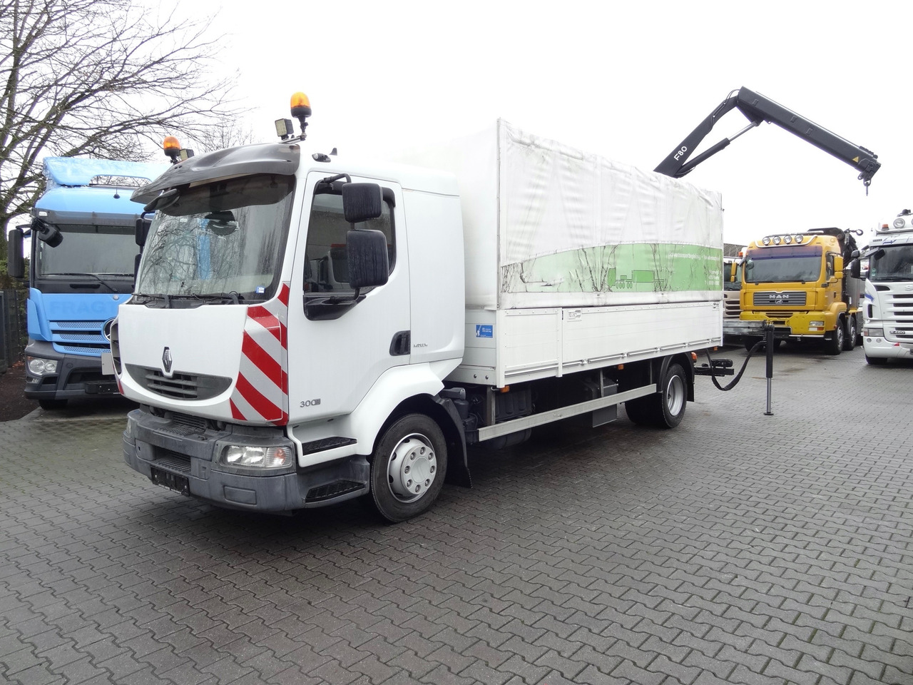 Renault Midlum 300.12 Fassi F80 - Бордови камион, Камион с кран: снимка 1 Renault Midlum 300.12 Fassi F80 - Бордови камион, Камион с кран: снимка 1
