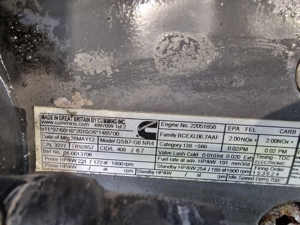 Cummins QSB7-G6 NR4 CPL3277 Engine (Plant) - Двигател за Строителна техника: снимка 2 Cummins QSB7-G6 NR4 CPL3277 Engine (Plant) - Двигател за Строителна техника: снимка 2