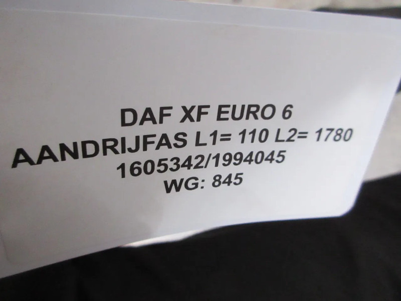 DAF 1605342 // 1994045 L1= 110//L2 = 1780 DAF XF CF EURO 6 MODEL 2016 - Полуоска за Камион: снимка 5 DAF 1605342 // 1994045 L1= 110//L2 = 1780 DAF XF CF EURO 6 MODEL 2016 - Полуоска за Камион: снимка 5