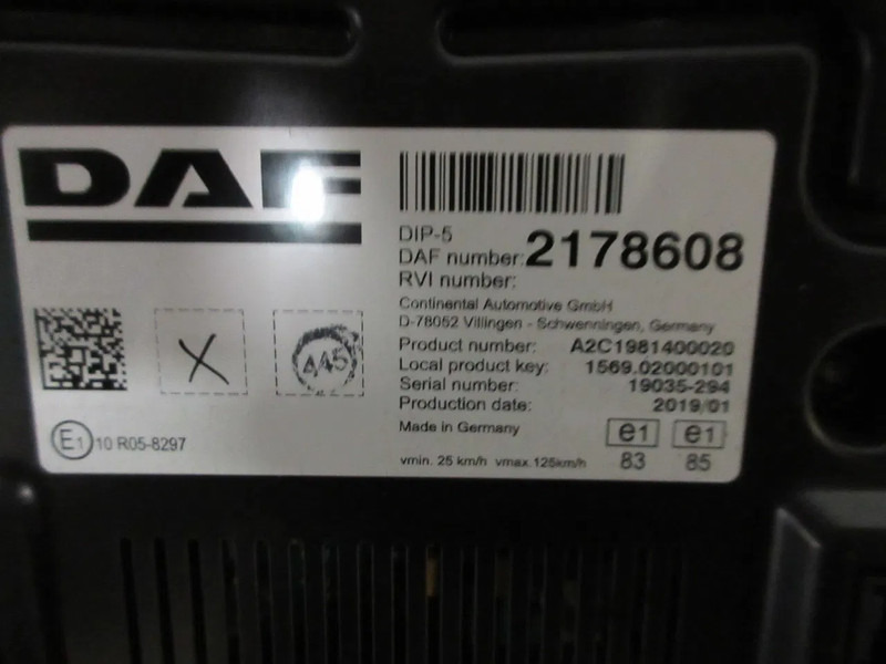 Табло за Камион DAF 2178608 INSTRUMENTENPANEEL DAF XF CF EURO 6 MODEL 2021: снимка 8
