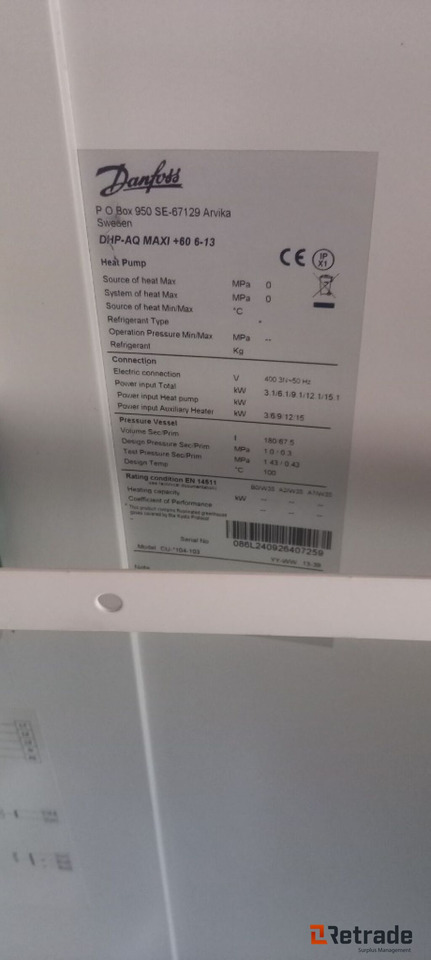 Строително оборудване Danfoss Varme pumpe + vandbeholder.: снимка 8 Строително оборудване Danfoss Varme pumpe + vandbeholder.: снимка 8