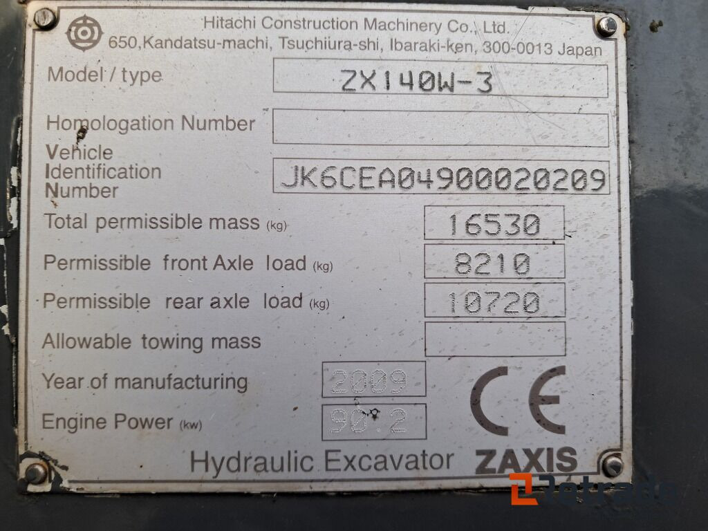 Строителна техника Gravemaskine Hitachi ZX 140W-3: снимка 40