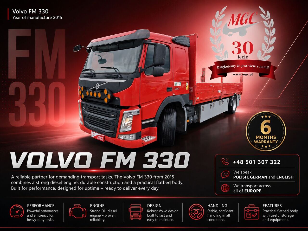 Volvo FM 330 - Бордови камион, Камион с кран: снимка 1 Volvo FM 330 - Бордови камион, Камион с кран: снимка 1