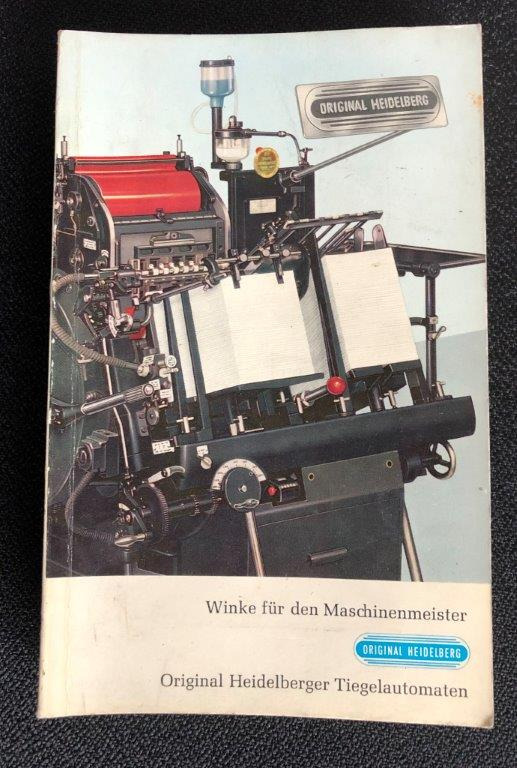 Heidelberg OHT Manual "Winke für den Maschinenmeister" (Hints for the Machine Operator) - Машина за подвързване: снимка 1 Heidelberg OHT Manual "Winke für den Maschinenmeister" (Hints for the Machine Operator) - Машина за подвързване: снимка 1