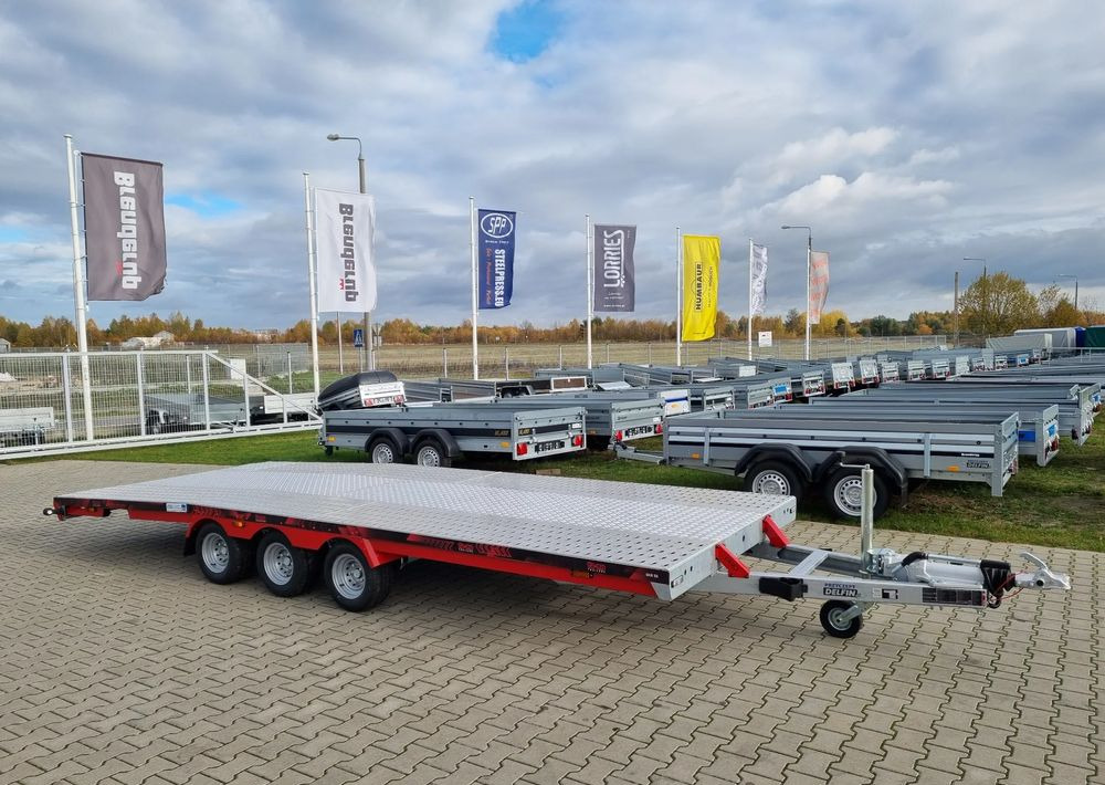 TA-NO Scorpio 55 PREMIUM laweta 3 osiowa 5.5m 3500kg DMC najazdy niski załadunek - Автовоз ремарке: снимка 1 TA-NO Scorpio 55 PREMIUM laweta 3 osiowa 5.5m 3500kg DMC najazdy niski załadunek - Автовоз ремарке: снимка 1