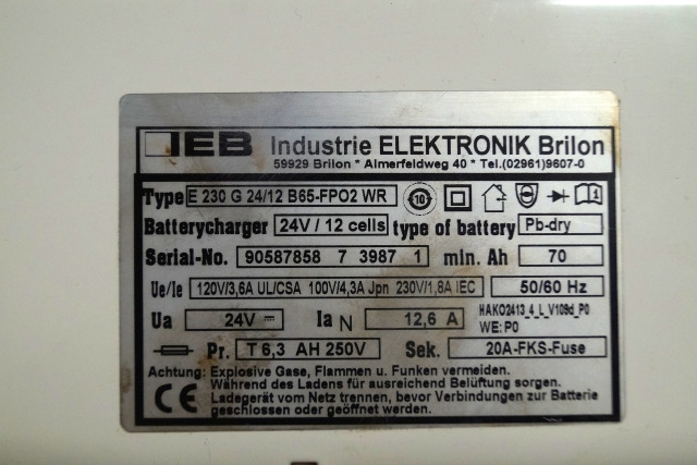 IEB 90587858 | IEB charger EFG 230 G 24/12 B65-FP02 WR 24V12,6A 220V 50/60Hz fro - Акумулатор за Подемно-транспортна техника: снимка 2 IEB 90587858 | IEB charger EFG 230 G 24/12 B65-FP02 WR 24V12,6A 220V 50/60Hz fro - Акумулатор за Подемно-транспортна техника: снимка 2