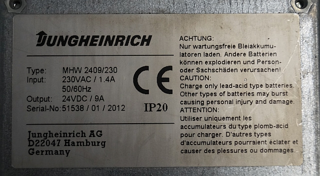 Jungheinrich 50461442 | Charger build-in 230Vac/1.4A 50/60Hz 24 VDC/9A sn. SIS3 Charger build-in 230Vac/1.4A 50/60Hz 24 VDC/9A sn. SIS38/01/2012 IP20 for EMC110 - Акумулатор за Подемно-транспортна техника: снимка 2 Jungheinrich 50461442 | Charger build-in 230Vac/1.4A 50/60Hz 24 VDC/9A sn. SIS3 Charger build-in 230Vac/1.4A 50/60Hz 24 VDC/9A sn. SIS38/01/2012 IP20 for EMC110 - Акумулатор за Подемно-транспортна техника: снимка 2