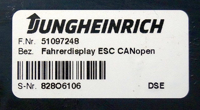 Jungheinrich 51097248 | Display ESC canopen sn. 828O6106 - Табло за Подемно-транспортна техника: снимка 3 Jungheinrich 51097248 | Display ESC canopen sn. 828O6106 - Табло за Подемно-транспортна техника: снимка 3