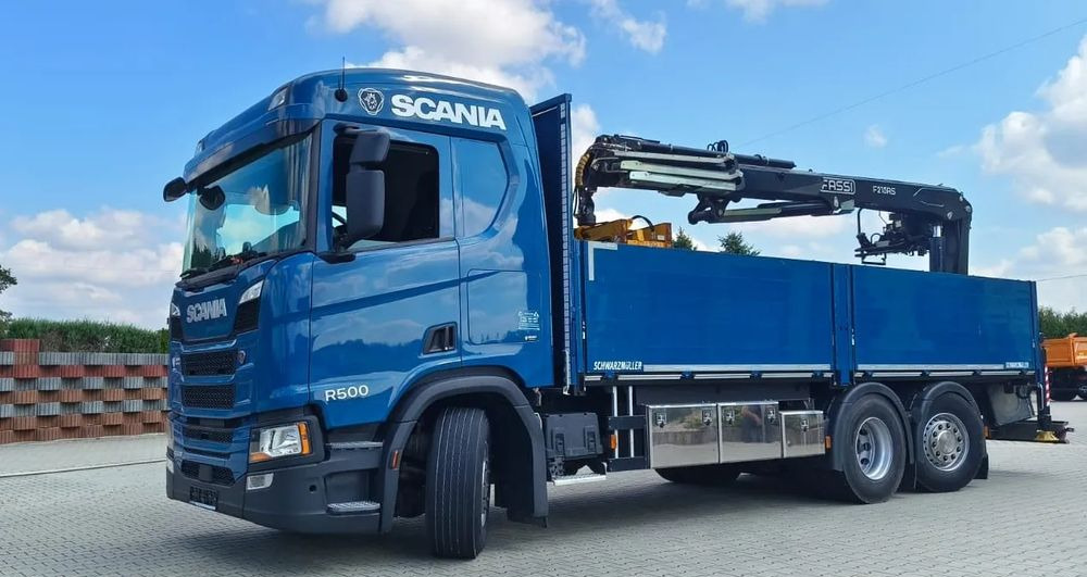 Scania R 500 6x2 z żurawiem Fassi F 215 AS – 2019 – Euro 6 –Retarder -Oś skrętna - Gotowa do pracy! - Камион с кран, Бордови камион: снимка 1 Scania R 500 6x2 z żurawiem Fassi F 215 AS – 2019 – Euro 6 –Retarder -Oś skrętna - Gotowa do pracy! - Камион с кран, Бордови камион: снимка 1
