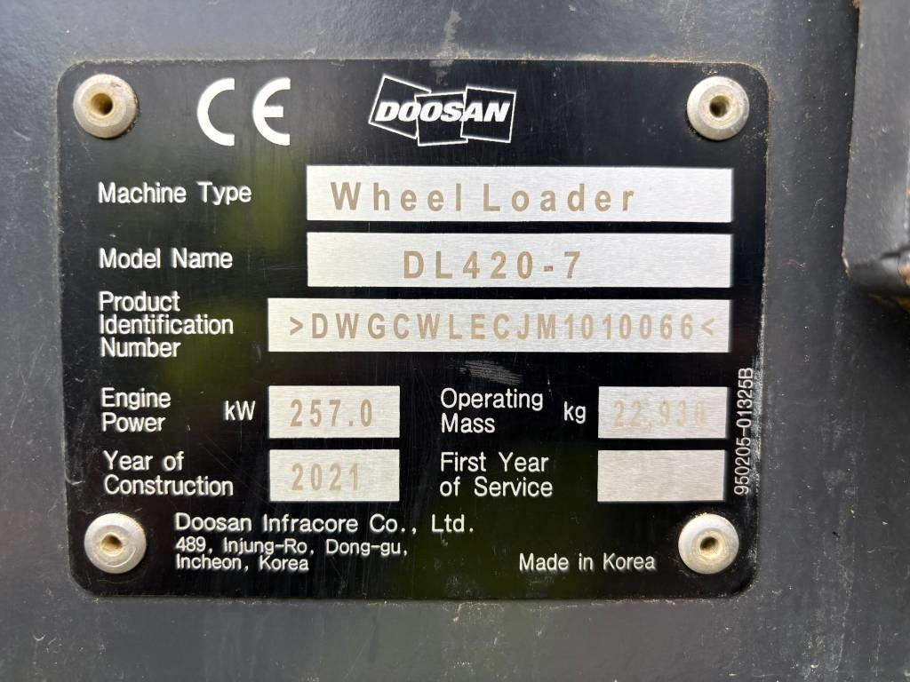 Doosan DL 420-7 (CDC / Under Preparation) - Колесен товарач: снимка 2 Doosan DL 420-7 (CDC / Under Preparation) - Колесен товарач: снимка 2