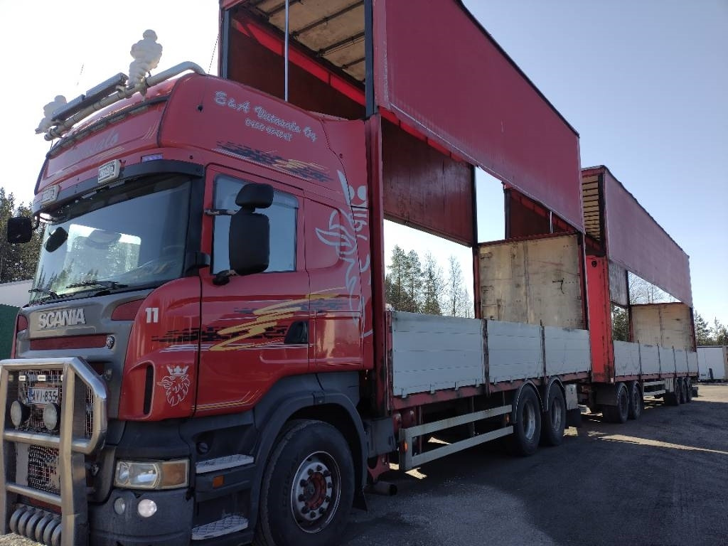 Scania Nousukapelli+Jyki kärry 3m sisäkork.liukukatot - Камион с брезент: снимка 1 Scania Nousukapelli+Jyki kärry 3m sisäkork.liukukatot - Камион с брезент: снимка 1