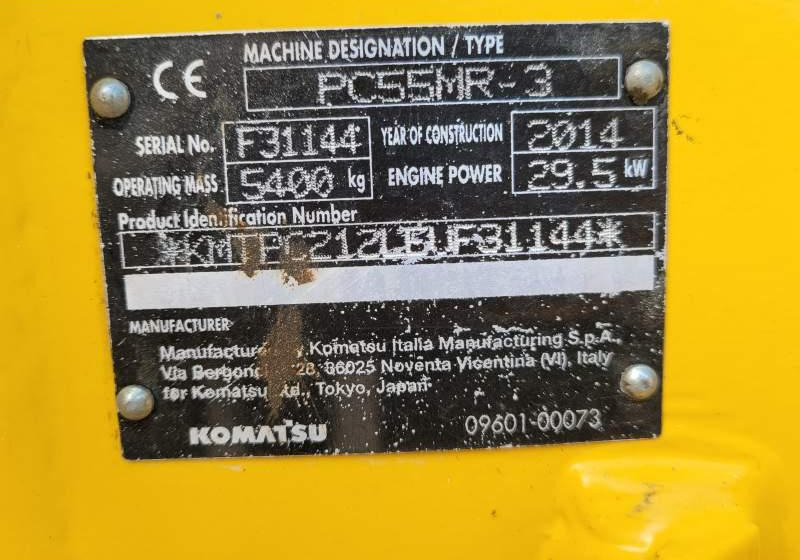 Верижен багер Komatsu PC55MR-3 / SPROWADZONA / 4 380 MTH: снимка 15