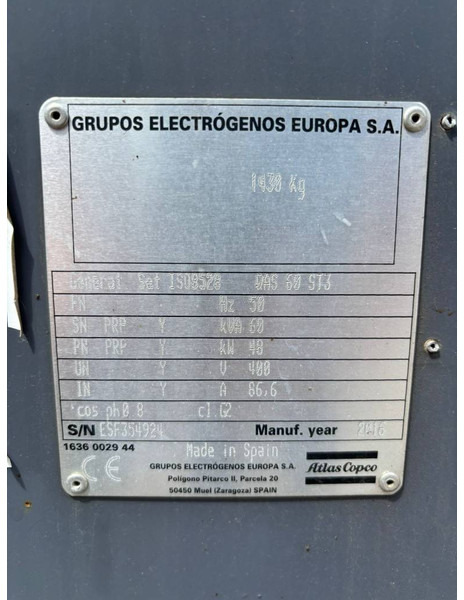 Atlas-Copco QAS 60 ST3 - Електрогенератор: снимка 5 Atlas-Copco QAS 60 ST3 - Електрогенератор: снимка 5