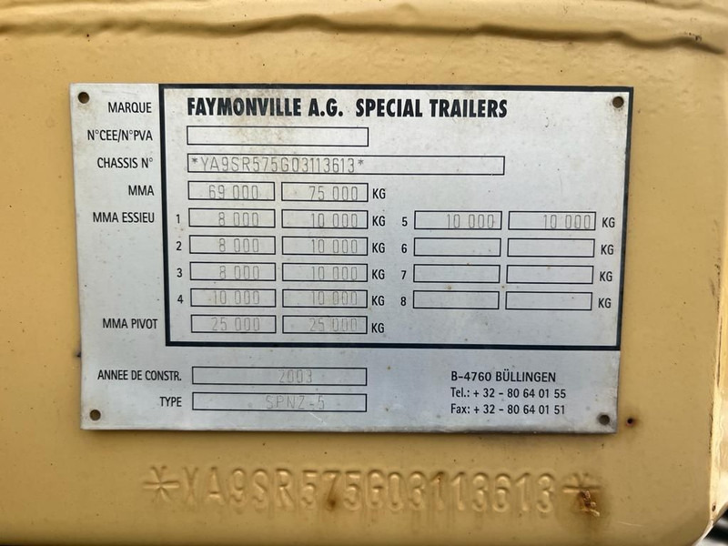 Бордово полуремарке/ Платформа Faymonville SPNZ - 5 Ballast trailer: снимка 10