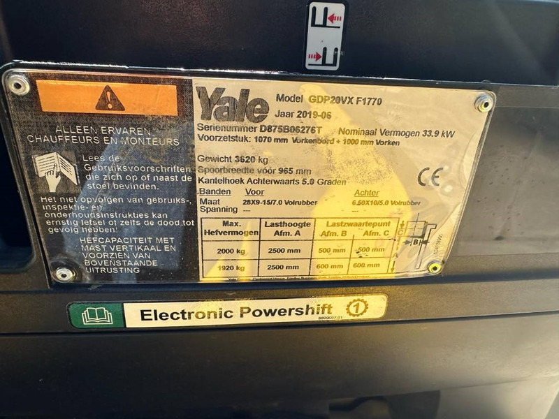 Дизелов мотокар Yale GDP 20 VX - Forklift - Heftruck 410 hours!: снимка 18