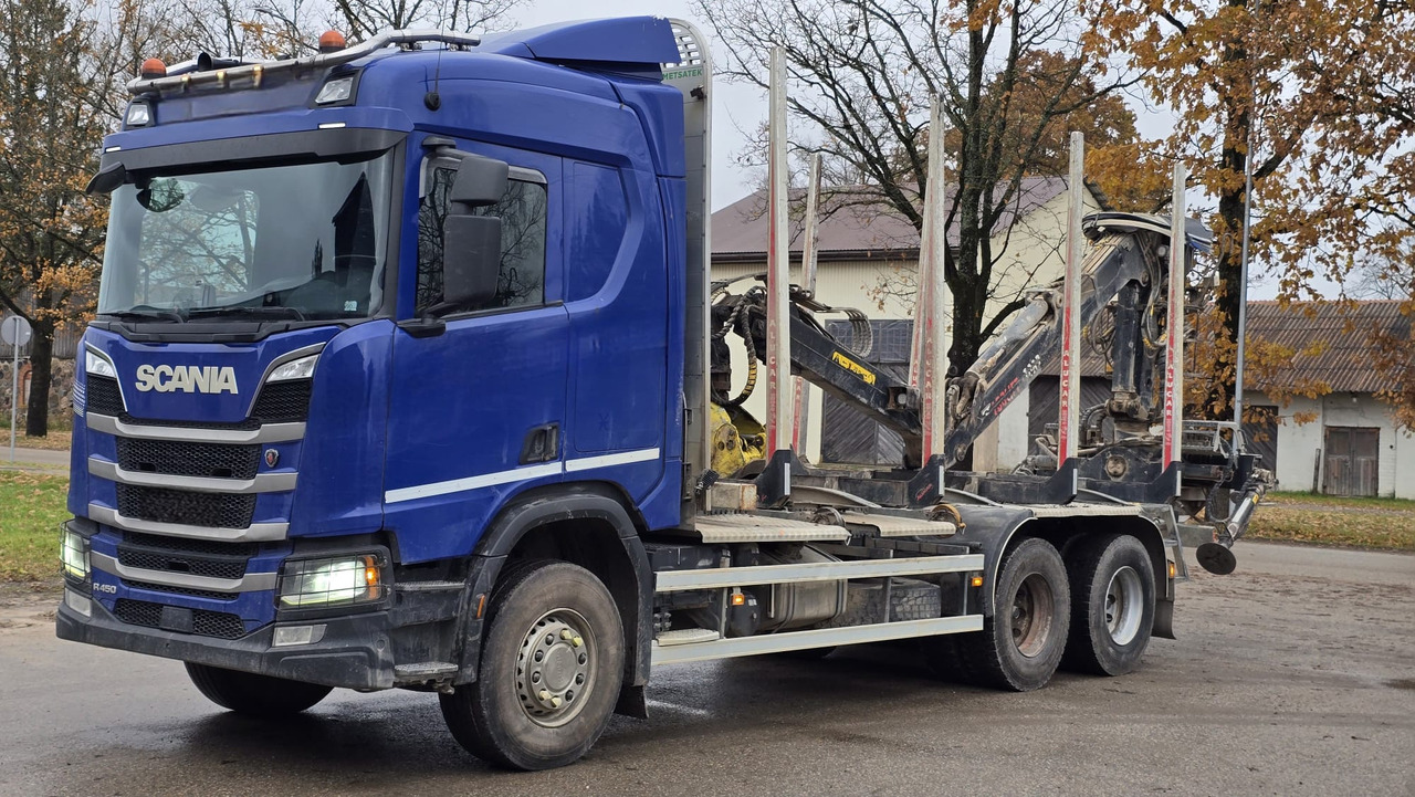 SCANIA R450 - Камион за дърва, Камион с кран: снимка 1 SCANIA R450 - Камион за дърва, Камион с кран: снимка 1