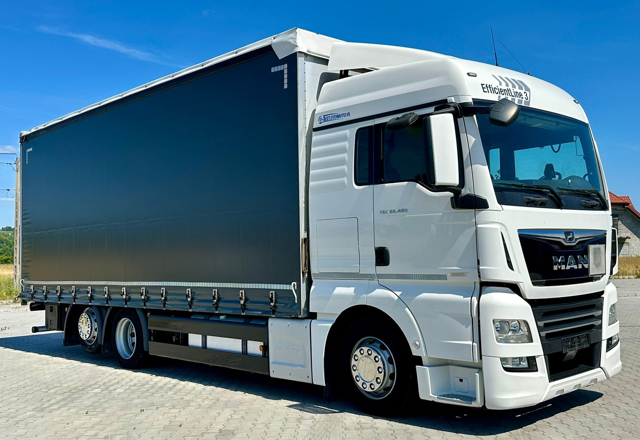 MAN TGX 26.460 / FIRANKA / 19 EUROPALET / 7.75 M / 6X2 / OŚ PODNOSZONA / AU - Камион с брезент: снимка 1 MAN TGX 26.460 / FIRANKA / 19 EUROPALET / 7.75 M / 6X2 / OŚ PODNOSZONA / AU - Камион с брезент: снимка 1