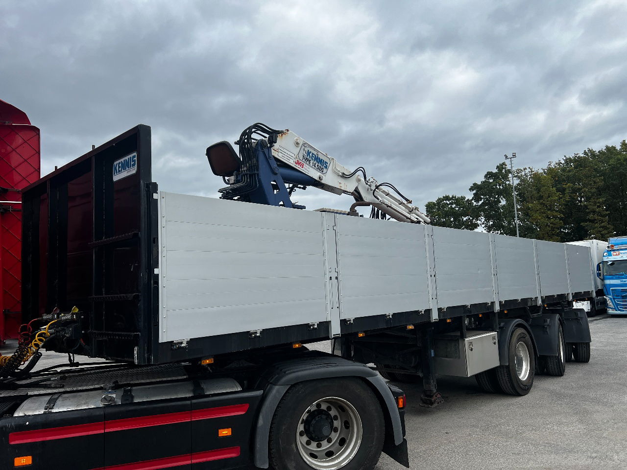 Pacton Stenenoplegger met Kennis 14.000 Kraan, Crane - Бордово полуремарке/ Платформа: снимка 1 Pacton Stenenoplegger met Kennis 14.000 Kraan, Crane - Бордово полуремарке/ Платформа: снимка 1
