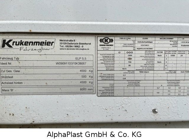 Krukenmeier Schiebeplane 1-Achs Hänger - Брезентово ремарке: снимка 5 Krukenmeier Schiebeplane 1-Achs Hänger - Брезентово ремарке: снимка 5