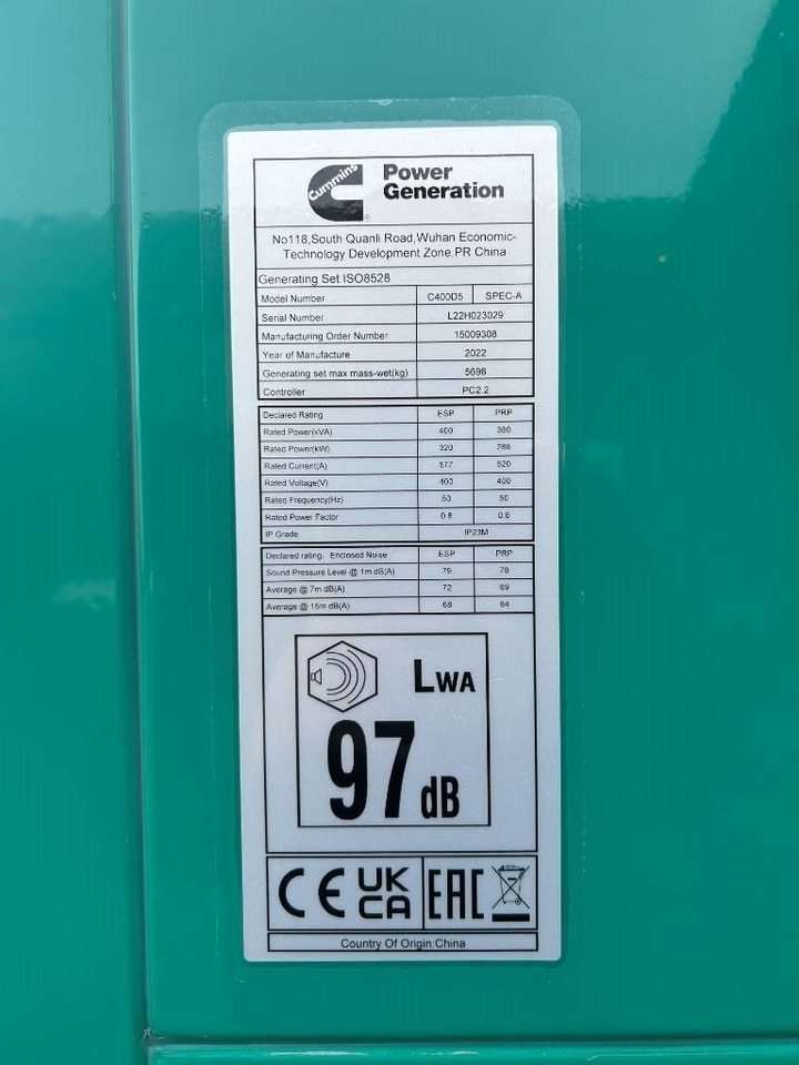 Cummins C400D5 - 400 kVA Generator - DPX-18518 - Електрогенератор: снимка 4 Cummins C400D5 - 400 kVA Generator - DPX-18518 - Електрогенератор: снимка 4