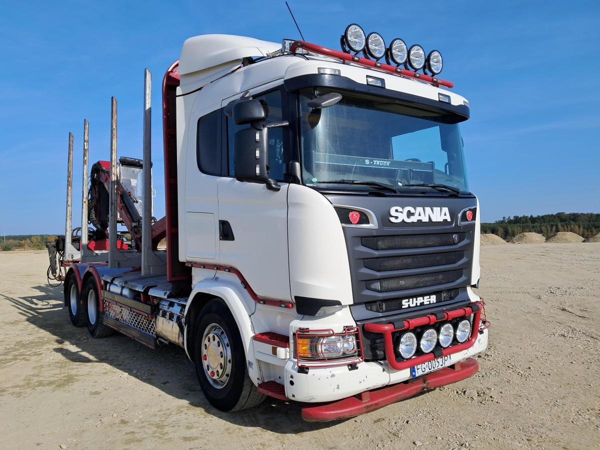 Камион за дърва, Камион с кран MHS MHS SCANIA-N331 D11 SOLÓWKA DO PRZEWOZU DRZEWA Z HDS: снимка 1