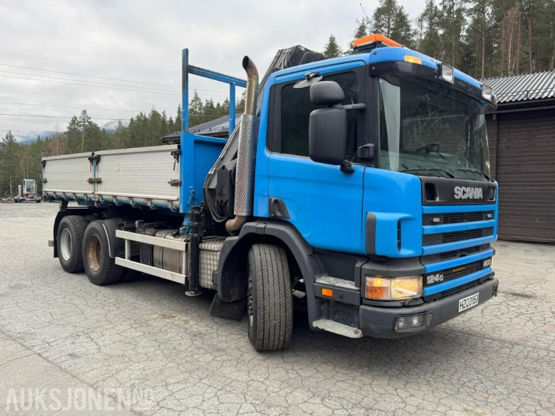 1997 Scania P124 400 kranbil med 3-veis tipp og klype - Камион с кран: снимка 4 1997 Scania P124 400 kranbil med 3-veis tipp og klype - Камион с кран: снимка 4