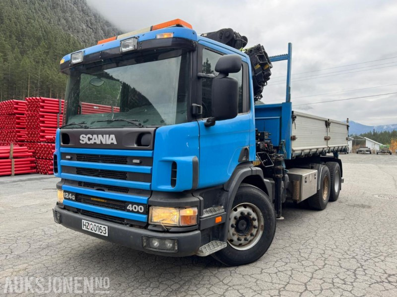 1997 Scania P124 400 kranbil med 3-veis tipp og klype - Камион с кран: снимка 2 1997 Scania P124 400 kranbil med 3-veis tipp og klype - Камион с кран: снимка 2
