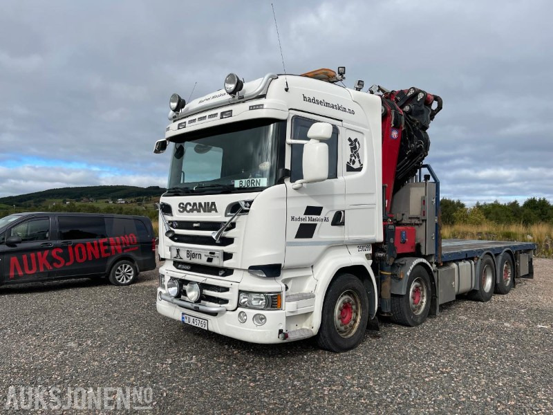 2016 Scania R-serie 8x2 HMF 85TM kranbil, Komplett karmsett, Kran sertifisert Aug 2025, Eu godkjent til 05.10.2026, klar til nye oppdrag ! - Камион с кран: снимка 1 2016 Scania R-serie 8x2 HMF 85TM kranbil, Komplett karmsett, Kran sertifisert Aug 2025, Eu godkjent til 05.10.2026, klar til nye oppdrag ! - Камион с кран: снимка 1