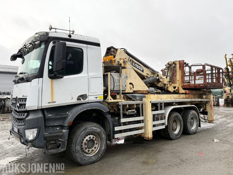 2018 Mercedes-Benz Arocs 2636 m Normet L1000 hydraulisk plattform, lav km, 1000kg kapasitet, 13 m rekkevidde - Камион с кран: снимка 1 2018 Mercedes-Benz Arocs 2636 m Normet L1000 hydraulisk plattform, lav km, 1000kg kapasitet, 13 m rekkevidde - Камион с кран: снимка 1