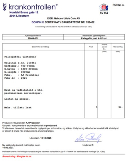 Pallegafler til håndtering av paller med kran / Kapasitet 3000 kg - Прикачен инвентар за Строителна техника: снимка 3 Pallegafler til håndtering av paller med kran / Kapasitet 3000 kg - Прикачен инвентар за Строителна техника: снимка 3