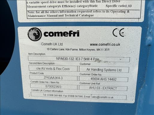 Машина за ХВП Comefri NPA630RD Centrifugal fan: снимка 6