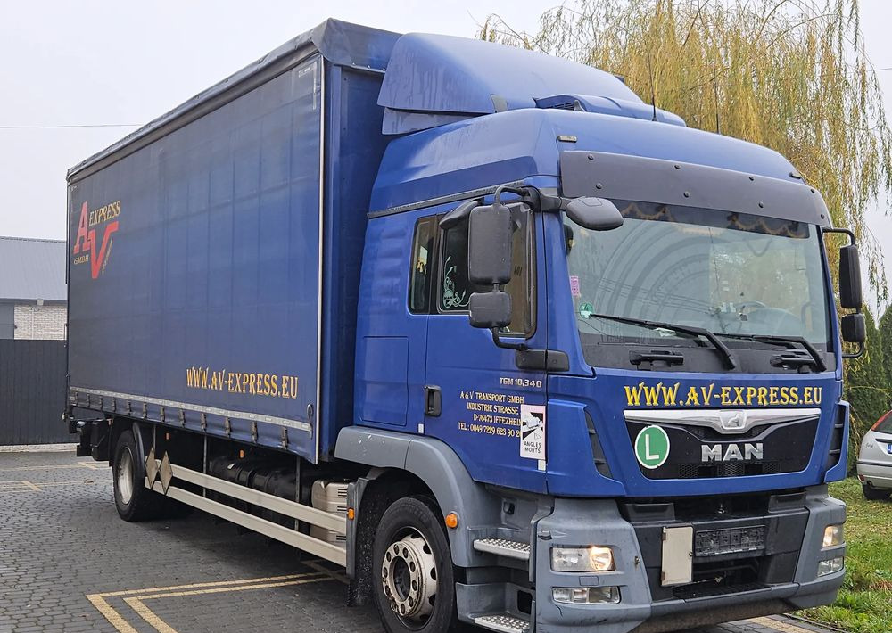 MAN TGM 18.340 / FIRANKA / SPROWADZONY / 9100 ŁADOWNOŚĆ / 18 PALET / E6 / WINDA / - Камион с брезент: снимка 2 MAN TGM 18.340 / FIRANKA / SPROWADZONY / 9100 ŁADOWNOŚĆ / 18 PALET / E6 / WINDA / - Камион с брезент: снимка 2