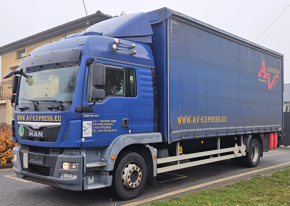 MAN TGM 18.340 / FIRANKA / SPROWADZONY / 9100 ŁADOWNOŚĆ / 18 PALET / E6 / WINDA / - Камион с брезент: снимка 1 MAN TGM 18.340 / FIRANKA / SPROWADZONY / 9100 ŁADOWNOŚĆ / 18 PALET / E6 / WINDA / - Камион с брезент: снимка 1