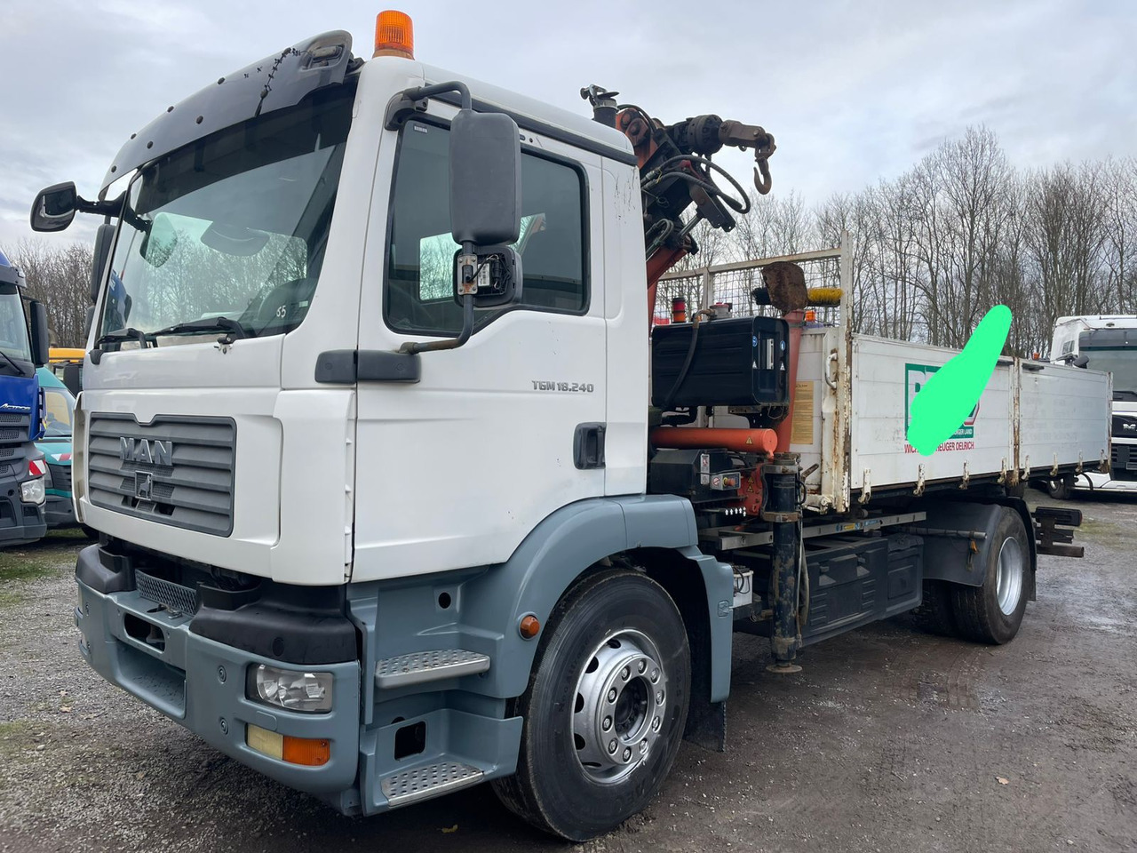 MAN TGM 18.240PS 4x2 3.S-Kipper mit Kran - Самосвал камион, Камион с кран: снимка 1 MAN TGM 18.240PS 4x2 3.S-Kipper mit Kran - Самосвал камион, Камион с кран: снимка 1