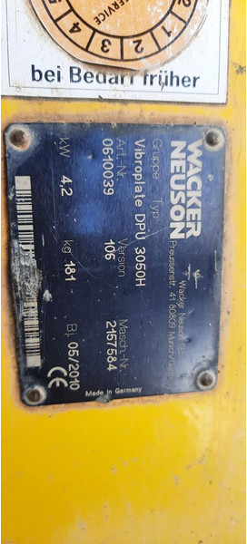 Wacker Rüttelplatte DPU 3050H - Виброплоча: снимка 4 Wacker Rüttelplatte DPU 3050H - Виброплоча: снимка 4