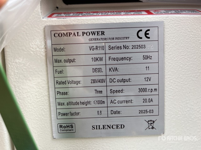 2025 Compal VG-R110 Mobile (Unused) Generator Set - Електрогенератор: снимка 1 2025 Compal VG-R110 Mobile (Unused) Generator Set - Електрогенератор: снимка 1
