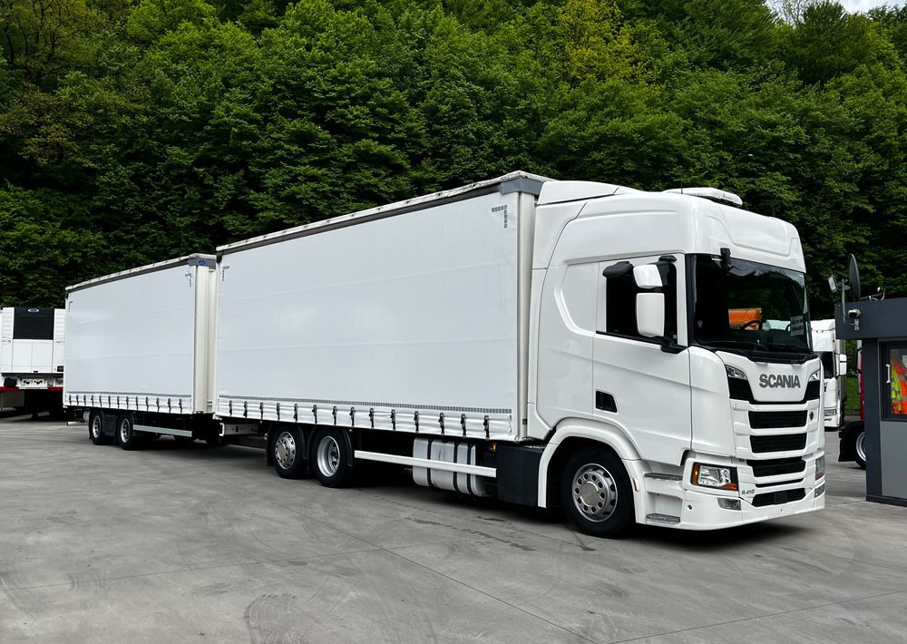 Scania R410 // 2018 // Retarder // Tandem 7.7+7.7 // Przyczepa Krone // Oś podnosozna // - Камион с брезент: снимка 1 Scania R410 // 2018 // Retarder // Tandem 7.7+7.7 // Przyczepa Krone // Oś podnosozna // - Камион с брезент: снимка 1