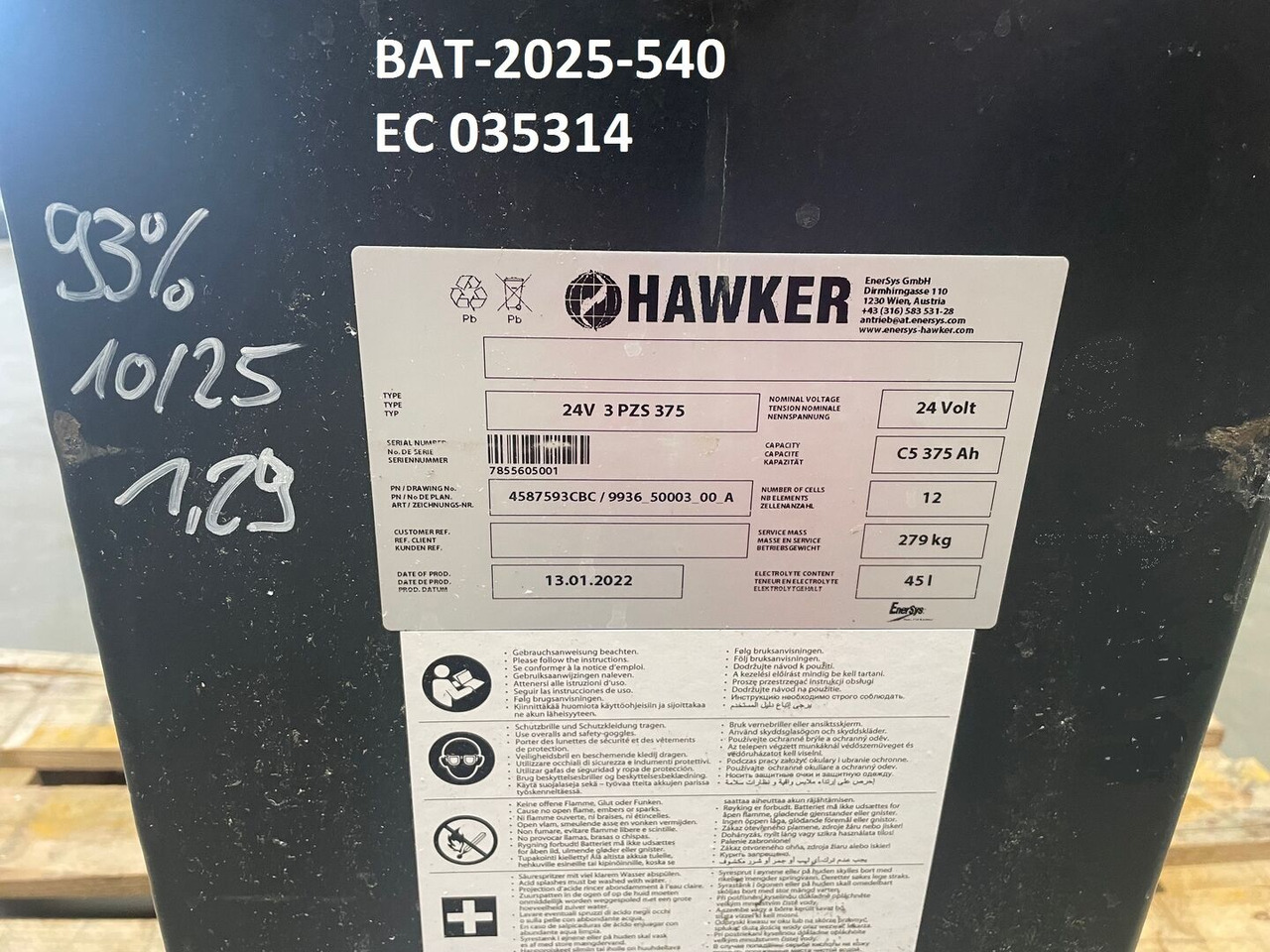 Hawker 24 Volt I 3 PZS 375 - Акумулатор за Подемно-транспортна техника: снимка 5 Hawker 24 Volt I 3 PZS 375 - Акумулатор за Подемно-транспортна техника: снимка 5