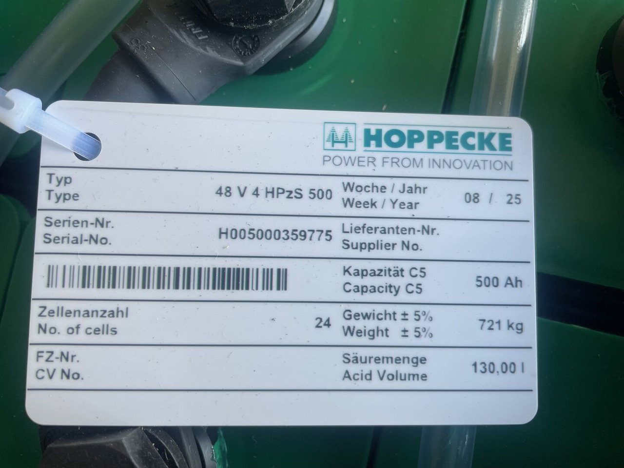 Hoppecke 48V 4 HPzS 500 - Акумулатор за Подемно-транспортна техника: снимка 5 Hoppecke 48V 4 HPzS 500 - Акумулатор за Подемно-транспортна техника: снимка 5