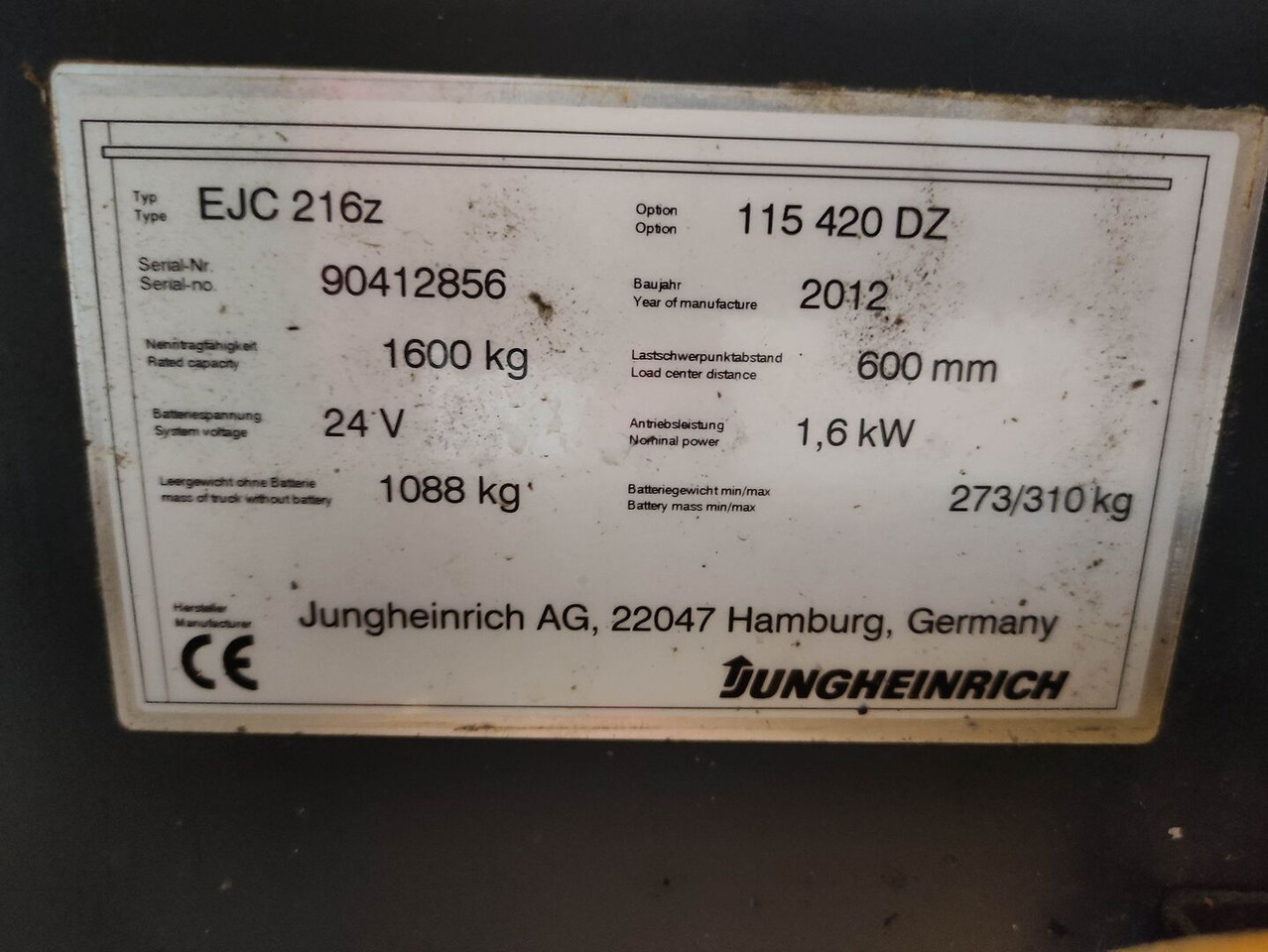 Jungheinrich EJC216Z - Стакер: снимка 5 Jungheinrich EJC216Z - Стакер: снимка 5