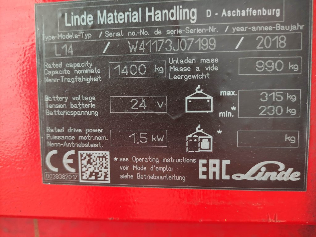 Linde L14i - Стакер: снимка 5 Linde L14i - Стакер: снимка 5
