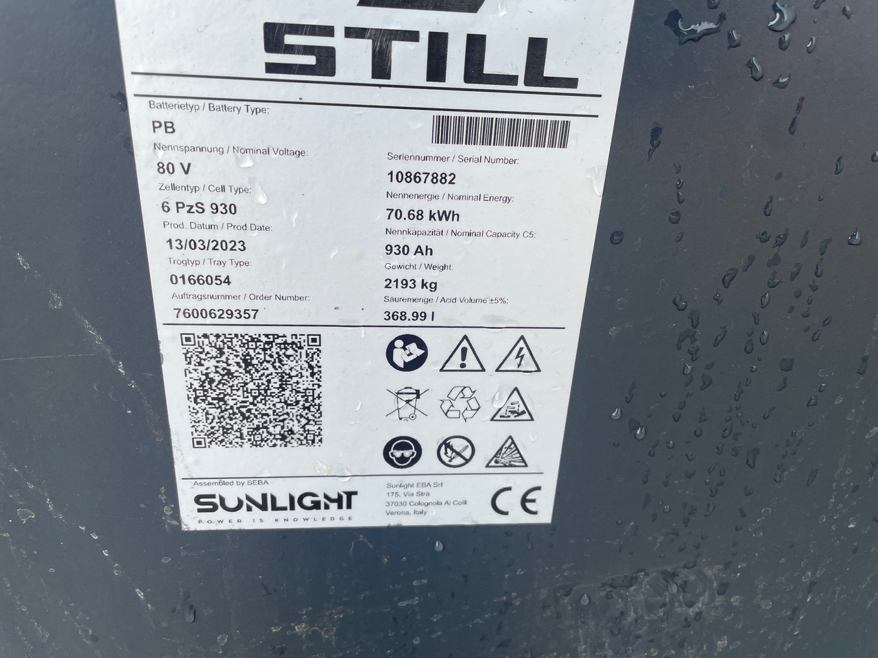 Sunlight 80V 6 PzS 930 - Акумулатор за Подемно-транспортна техника: снимка 2 Sunlight 80V 6 PzS 930 - Акумулатор за Подемно-транспортна техника: снимка 2
