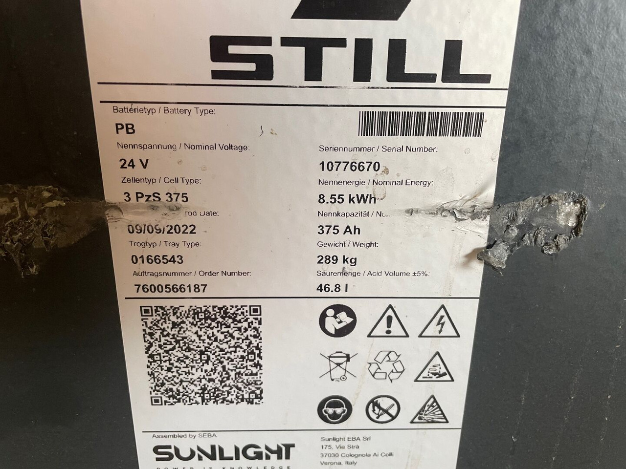 Sunlight I 24 Volt I 3 PzS 375 - Акумулатор за Подемно-транспортна техника: снимка 2 Sunlight I 24 Volt I 3 PzS 375 - Акумулатор за Подемно-транспортна техника: снимка 2