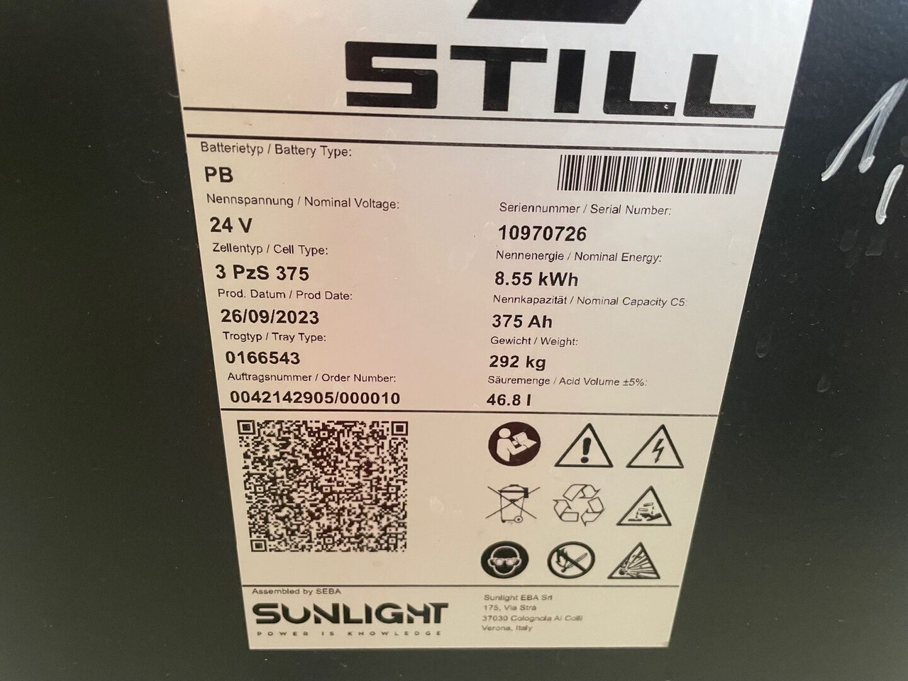 Sunlight I 24 Volt I 3 PzS 375 - Акумулатор за Подемно-транспортна техника: снимка 2 Sunlight I 24 Volt I 3 PzS 375 - Акумулатор за Подемно-транспортна техника: снимка 2
