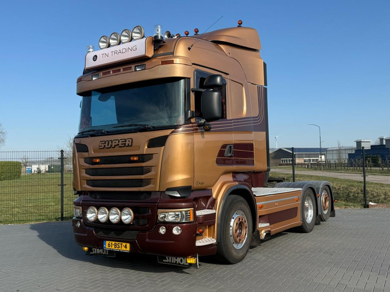 Scania R730 V8 V8, SHOWTRUCK VOLLUCHT, RETARDER, HYDRAULIEK, BOOGIE, ALU WIELEN, LEER. - Влекач: снимка 1 Scania R730 V8 V8, SHOWTRUCK VOLLUCHT, RETARDER, HYDRAULIEK, BOOGIE, ALU WIELEN, LEER. - Влекач: снимка 1