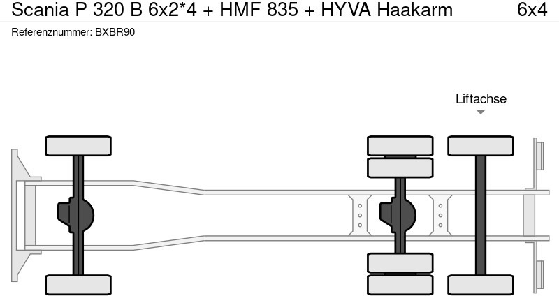 Мултилифт с кука камион, Камион с кран Scania P 320 B 6x2*4 + HMF 835 + HYVA Haakarm: снимка 18
