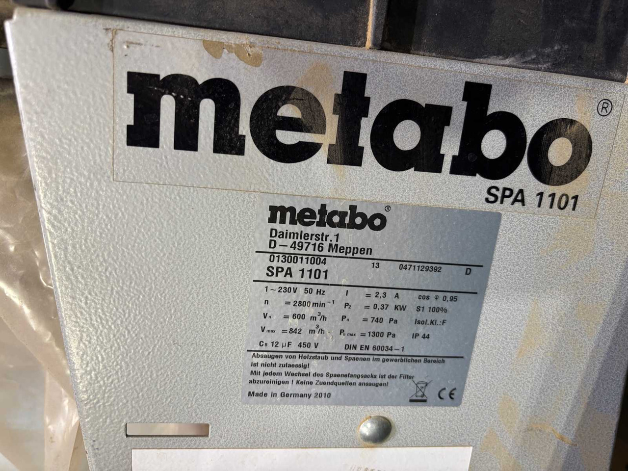 Dust vacuum cleaner Metabo Spa 1101 - Индустриална прахосмукачка: снимка 5 Dust vacuum cleaner Metabo Spa 1101 - Индустриална прахосмукачка: снимка 5